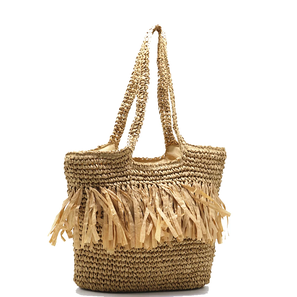 Summer Woven Beach Bag Bohimian Tassel Big Straw Bags for Women Shoulder Bag Women Designer Handbags Boho Overlarge Shopper Bags