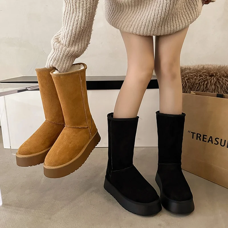 Сапоги на толстой подошве. Женские зимние ботинки флисовой подкладке Jiadongbei Universi.