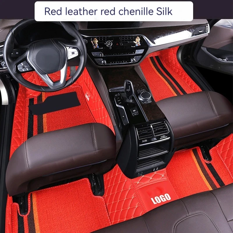 Двухслойный автомобильный кожаный напольный коврик под заказ для Volkswagen все