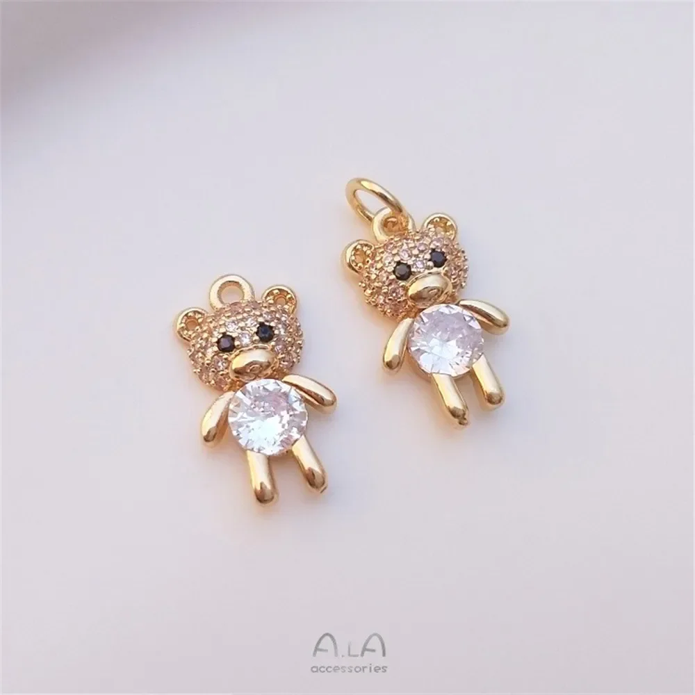 Посылка из 14-каратного золота милый циркон маленький медвежонок слон и кошка