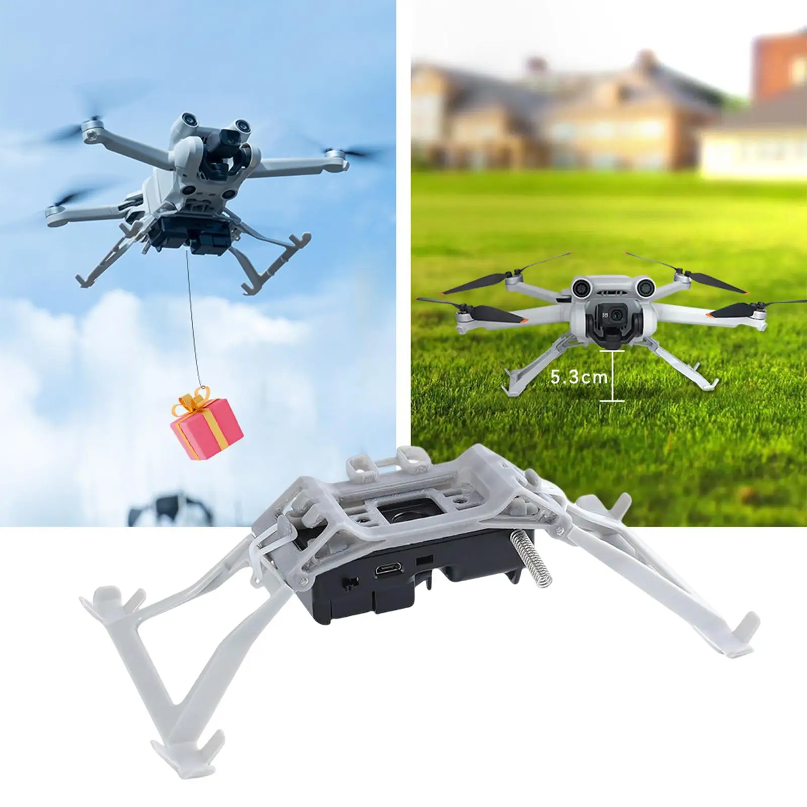 

Drone Thrower System Rechargeable Max Load 90G Also AS Landing Gear for DJI Mini 3 Pro Fishing