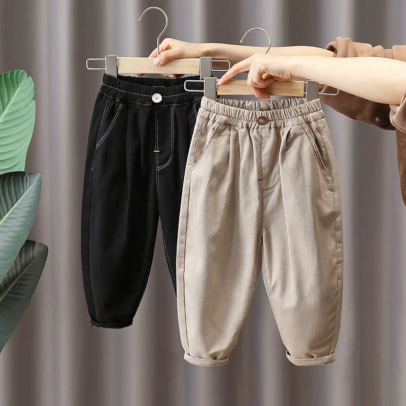 

Spring Autumn 1-7 Years Solid Color Cotton Children Trousers Baby Kids Casual Pants For Boy Girl Leisure Pants
