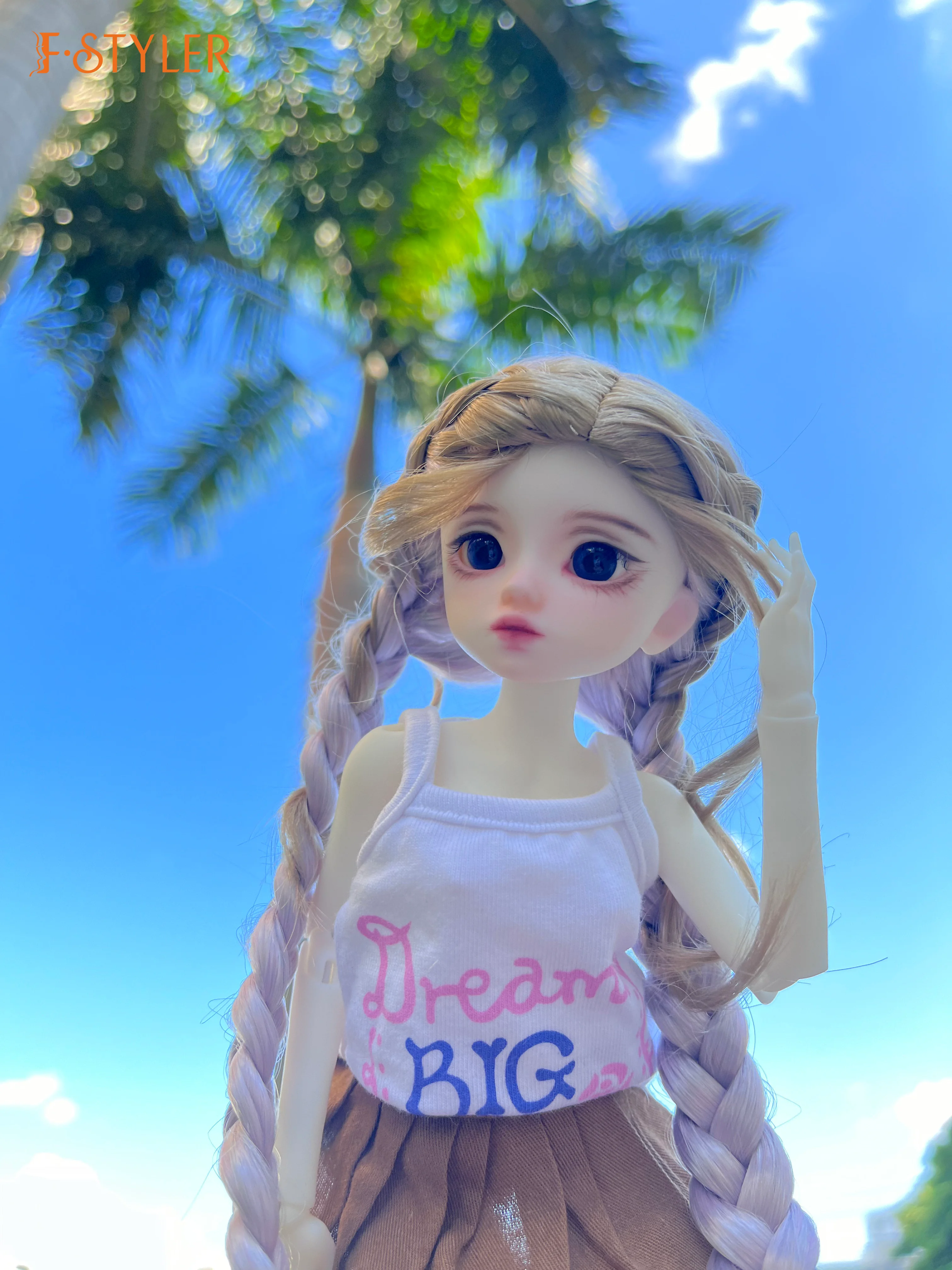 Парик для куклы FStyler синтетический мохер длинные плетеные волосы омбре BJD