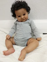 50CM Complete Doll Bebe Reborn Maddie Soft Body Flexible Black Skin African American Baby Hand Rooted Hair Bonecas Bebe Doll Toy