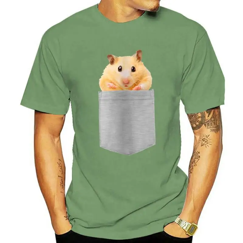 

Womens Animal In Your Pocket Hamster Peeking Out V-Neck T-Shirt Tops T Shirt Hip Hop Autumn Cotton Mens Tshirts Summer