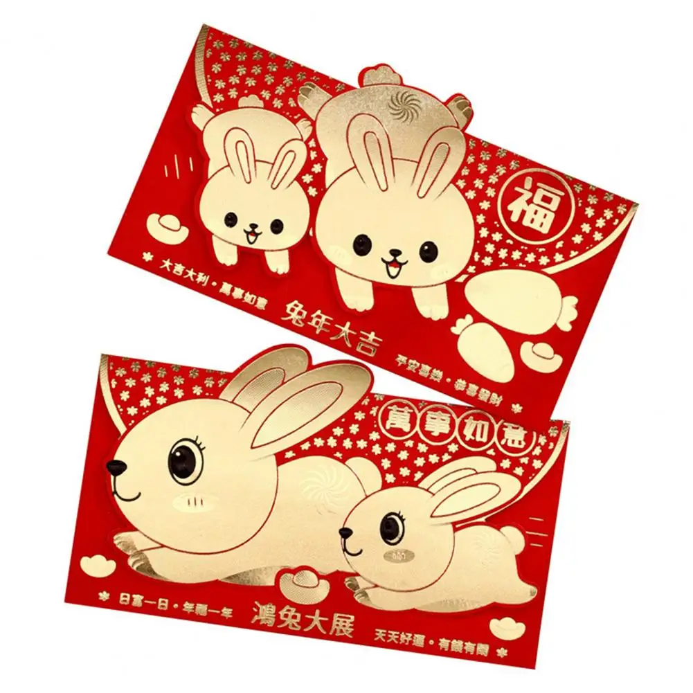 

6 шт., пакеты для упаковки денег, несколько стилей, красные конверты, процесс горячего тиснения, 2023 Год Кролика, китайские красные конверты, б...
