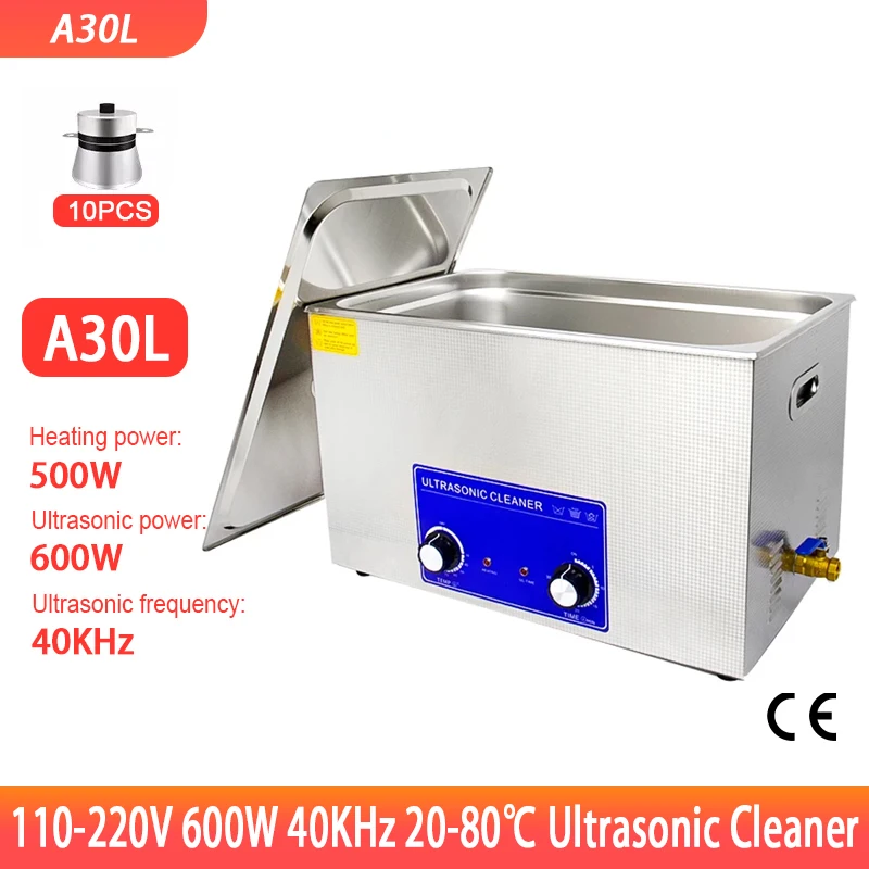 

Digital Ultrasonic Cleaner 30L 600W Ultrason Cleaner Bath with Heater Timer and Basket for Cleaning Jewelry Brass Sonic Cleane