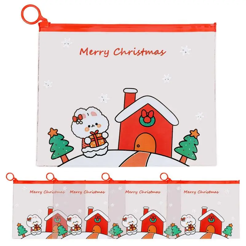 

Ring Zipper Pouch Bags Transparent Stationery Storage Bag ChristmasZipper File Bags For School Board Games And Office Supplies