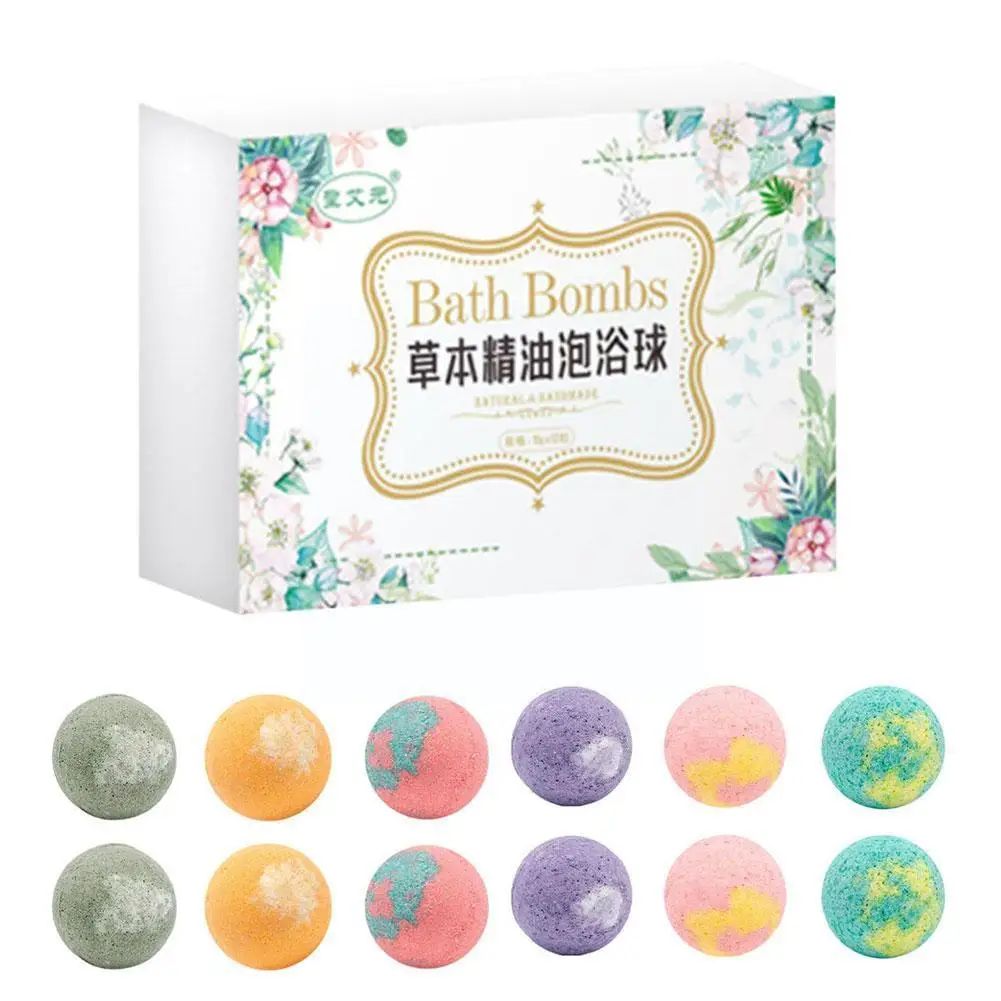 

12Pcs Herbal Essential Oil Bubble Bath Ball Organic Natural Bath Bathing Foot Handmade Gift Bath Mini Bombs Set Ball Spa L0L3