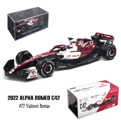 Bburago 1:43 2022 F1 Alfa Romeo Racing Team C42 #24 Guanyu Zhou #77 Valtteri Bottas литой автомобиль коллекция игрушек