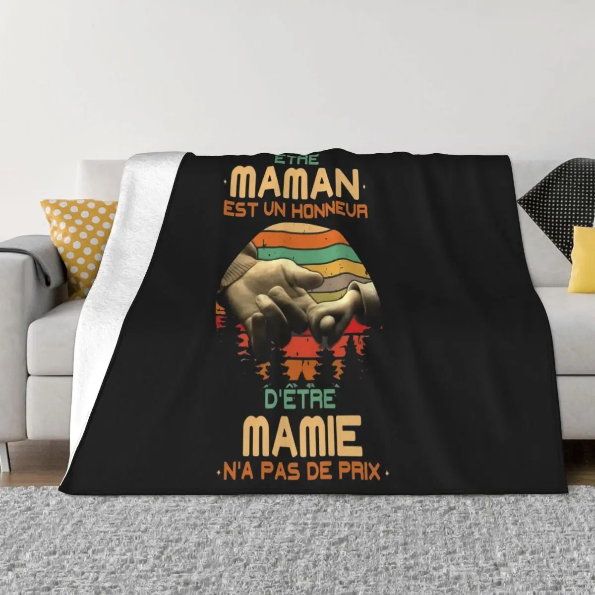 Одеяло в винтажном стиле надпись Etre