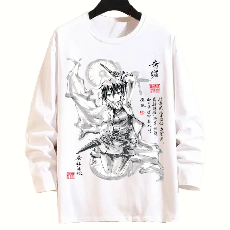 

Men women Spring Autumn Anime The beautiful world white Long Sleeve T Shirt Ink wash painting T-shirt Casual Tops