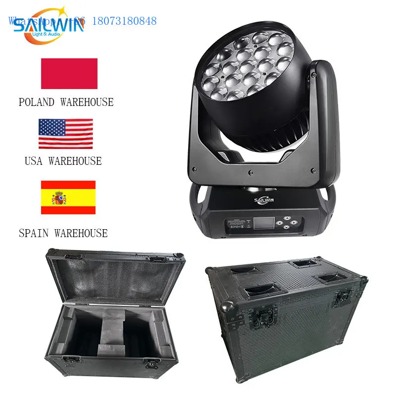 SAILWIN светодиодный сценический светильник 19*15 Вт DMX 19x15 RGBW 4 в 1 зум прожектор с