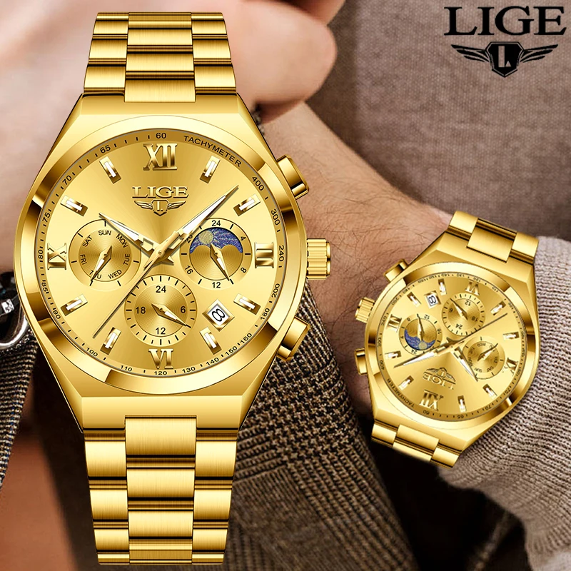 LIGE NEW мужские часы спортивные водонепроницаемые светящиеся хронограф с датой для