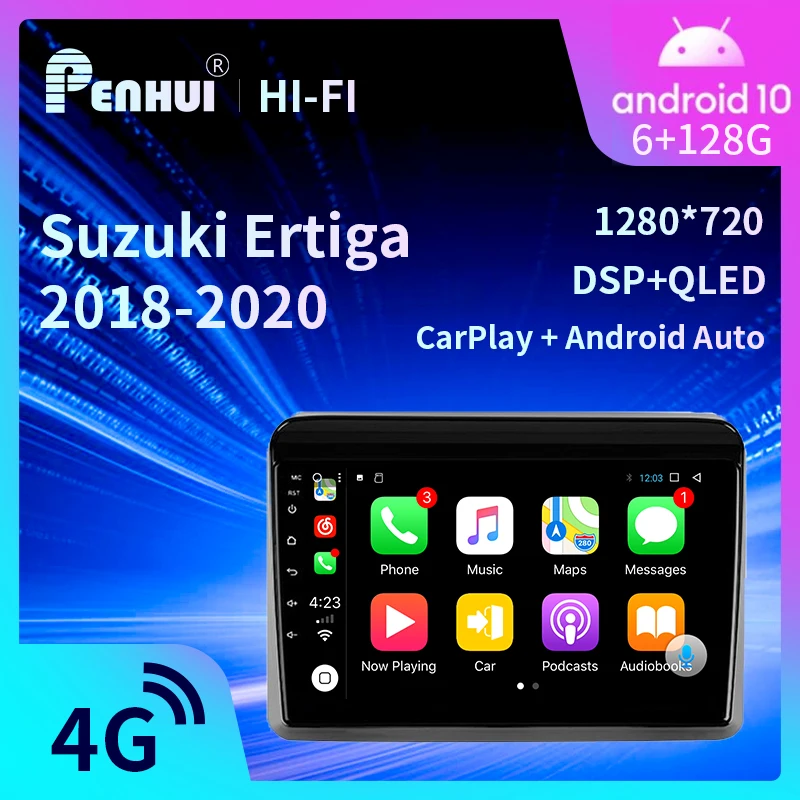 

Автомобильный DVD-плеер для Suzuki Ertiga (2018-2020), автомобильное радио, мультимедийный видеоплеер, навигатор GPS, Android 10,0, двойной din