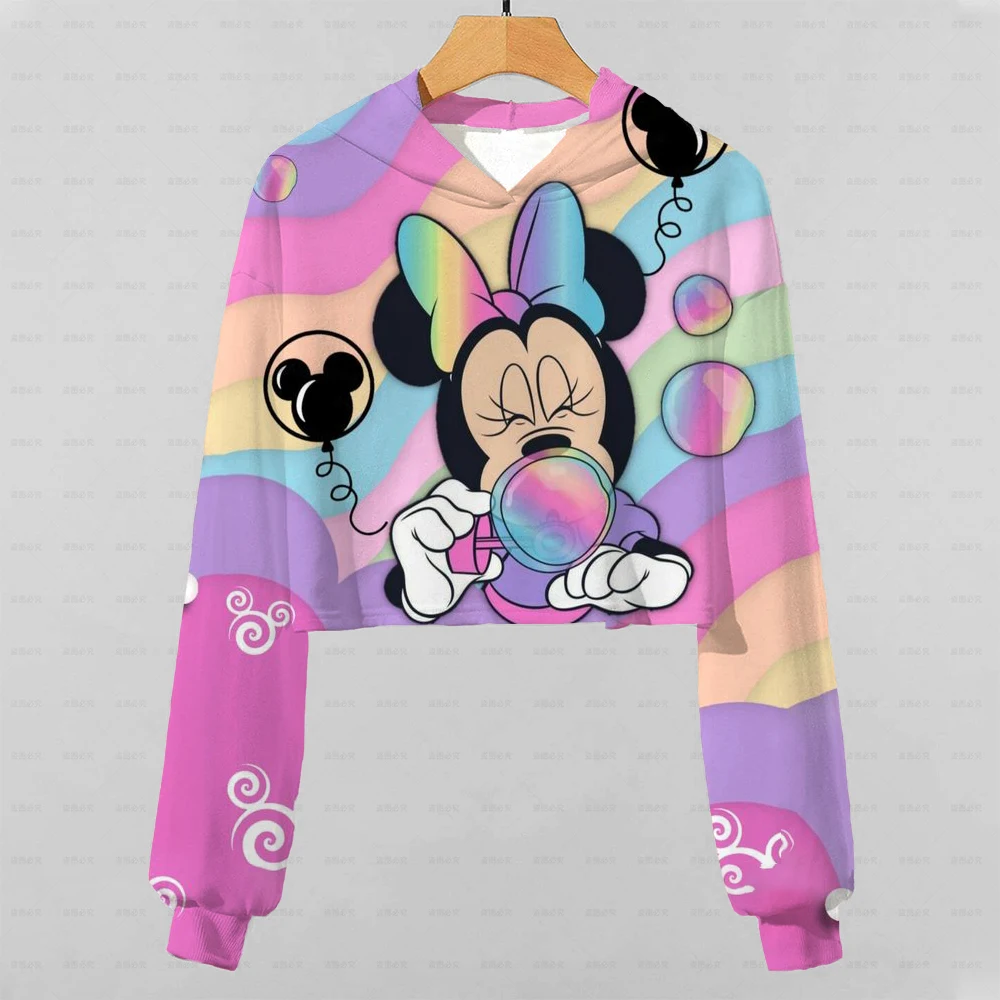 

Детская толстовка, новый сезон, топ для школы, Милая Короткая Толстовка с принтом Минни и пузырьков для девочек на весну и осень