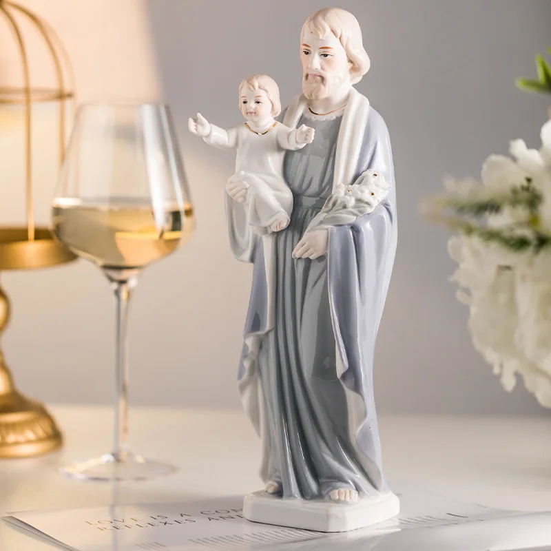 

Christian Catholic Figurine Virgin Jesus Mary Church Family Statue Ceramic Icon Holy Home Decoration