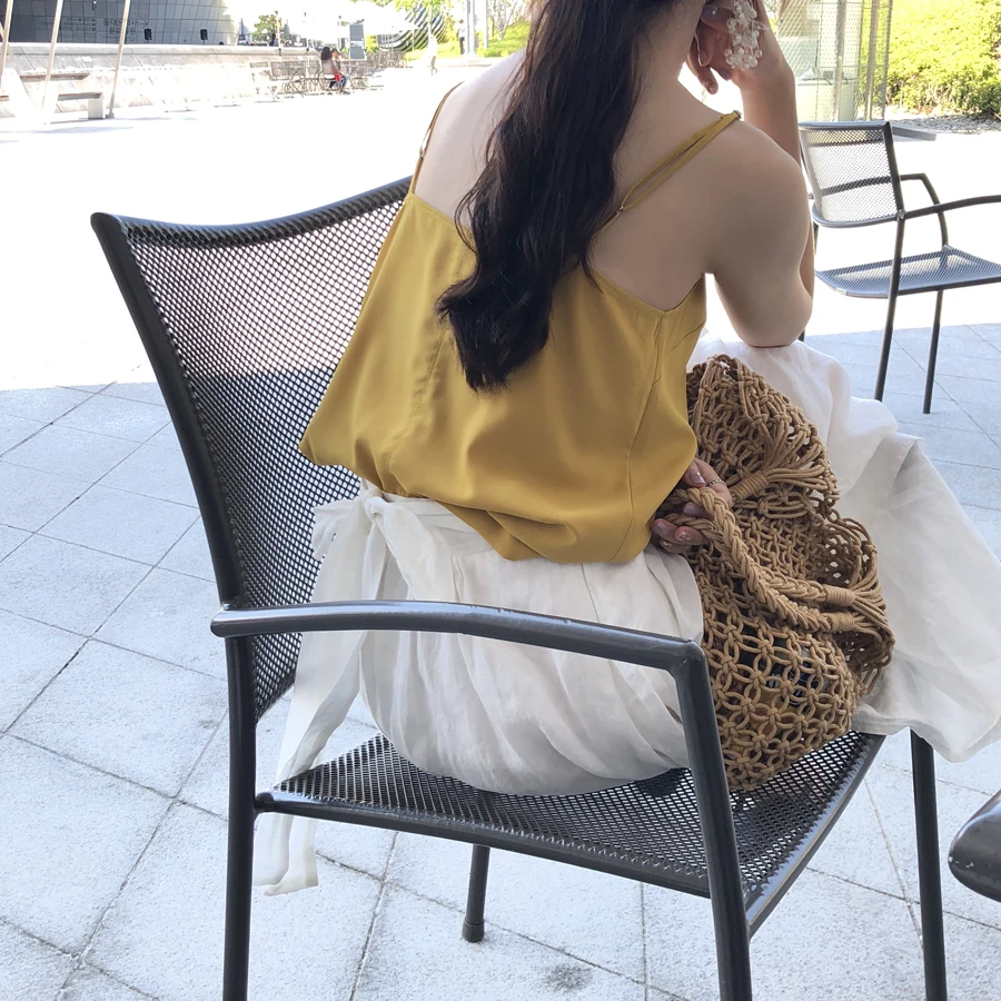 Yesroom Homemade Minimalist Easiest for Match Loose Chiffon off-Neck off-Shoulder Bottoming Shirt Camisole Women |