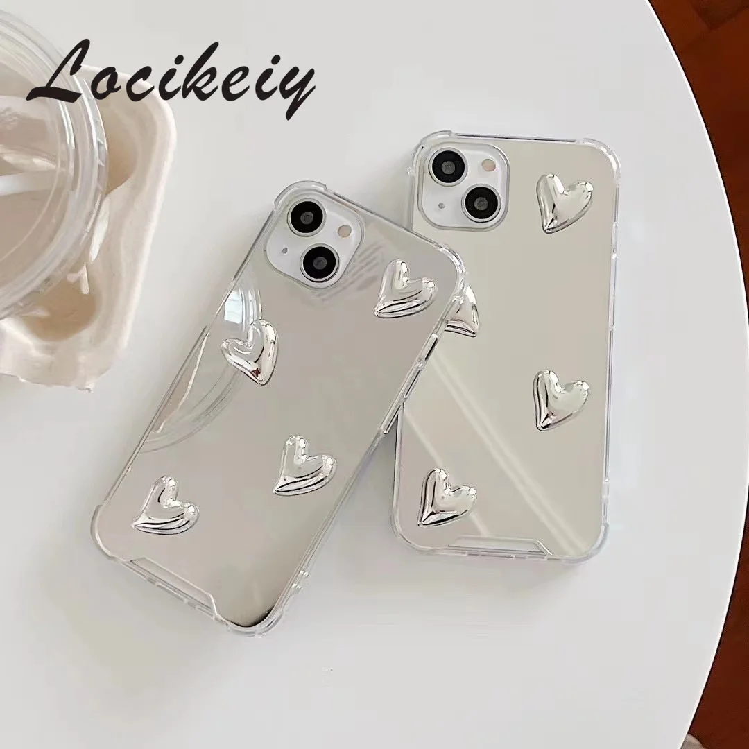 Locikeiy anti-falling electroplating love mirror is suitable for iPhone14promax acrylic protective mobile phone case iPhone13 12
