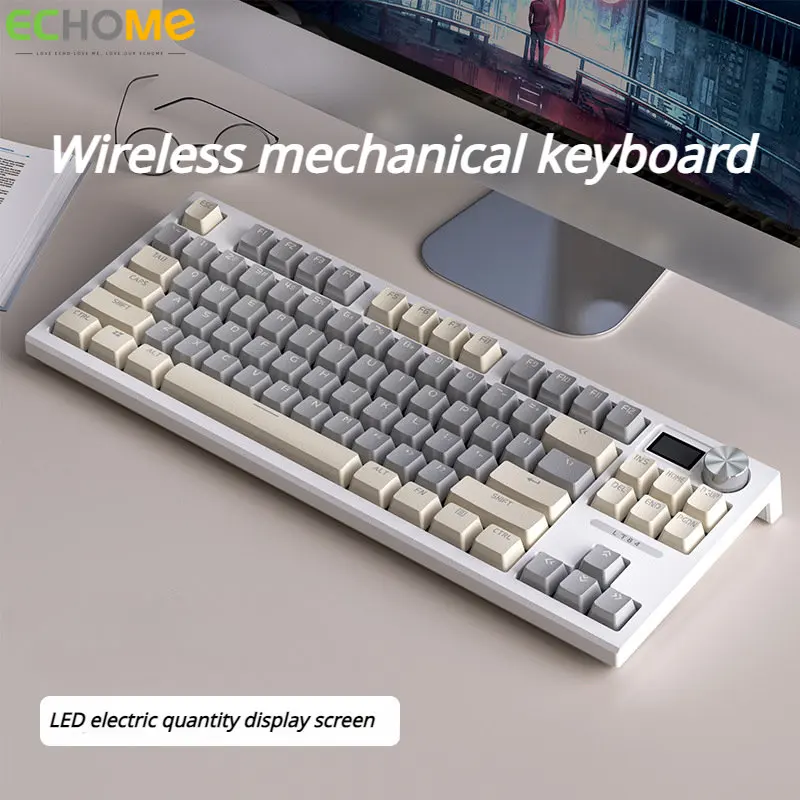 

Механическая клавиатура ECHOME, 84 клавиши, полноразмерная RGB подсветка, 3 режима, беспроводная Проводная игровая клавиатура, клавиатура с возможностью замены клавиш