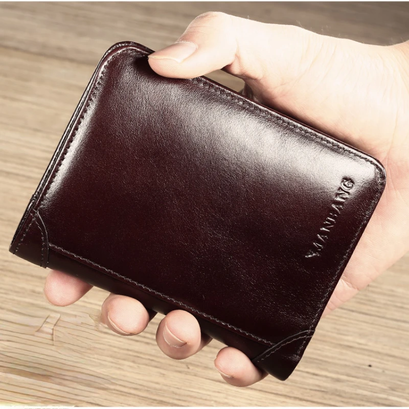 Male Genuine Leather Wallets Men Wallet Credit Business Card Holders Vintage Brown Leather Wallet Purses High Quality Purse