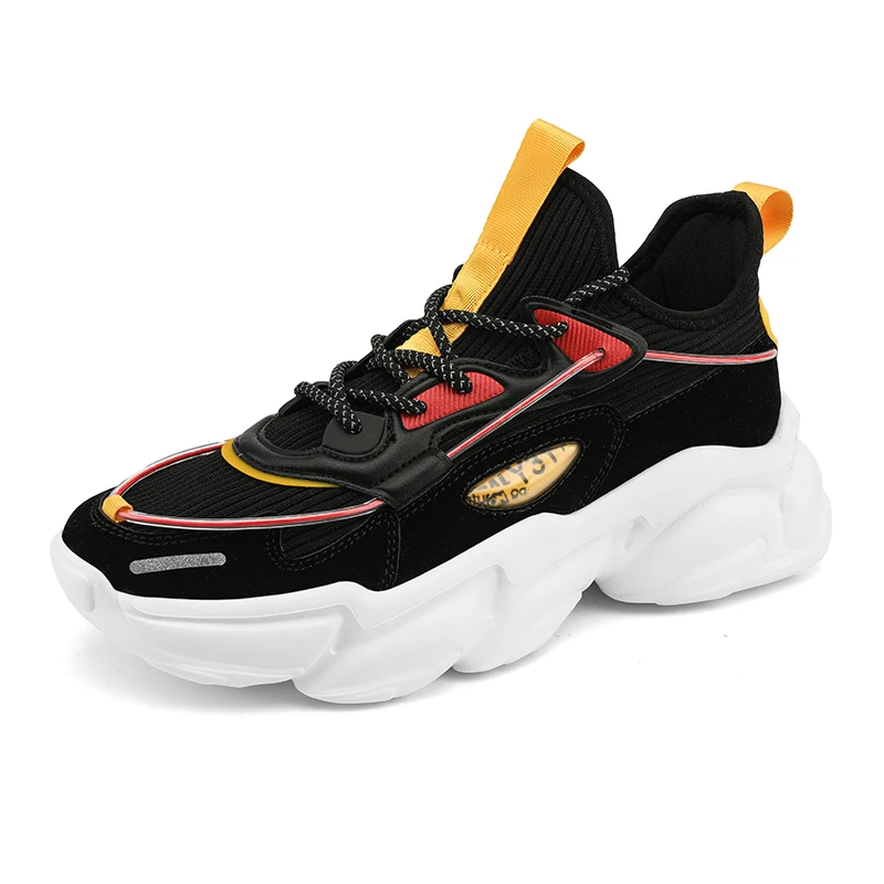 

Men's Running Shoes High-Top New Thick-Soled Heightened Dad Shoes Men's Korean Version of Black Sneakers Men