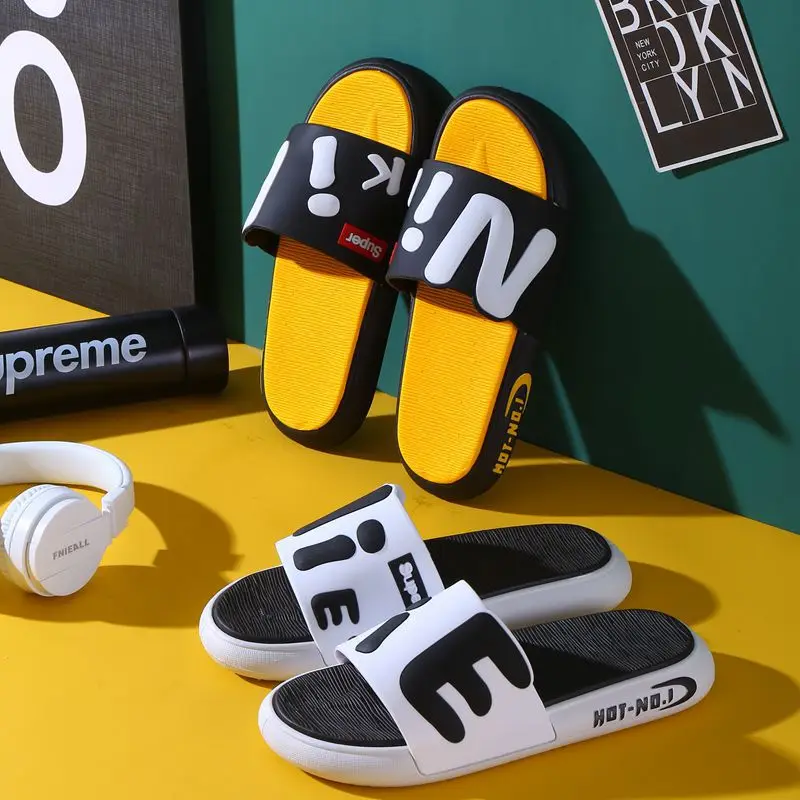 

New Summer Men's Slippers Indoor Household Male Female Outside Beach Lovers Cool Shoes Home House Man Flat Bathroom Slippers
