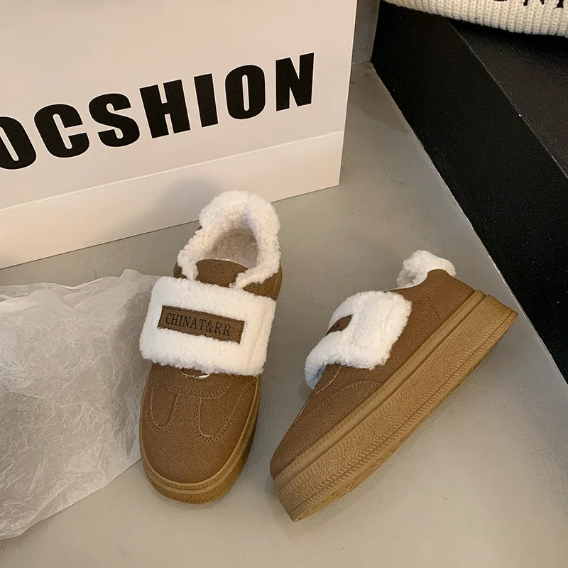 Хлопковая обувь на липучке новинка 2024 зимняя кашемировая теплая женская для