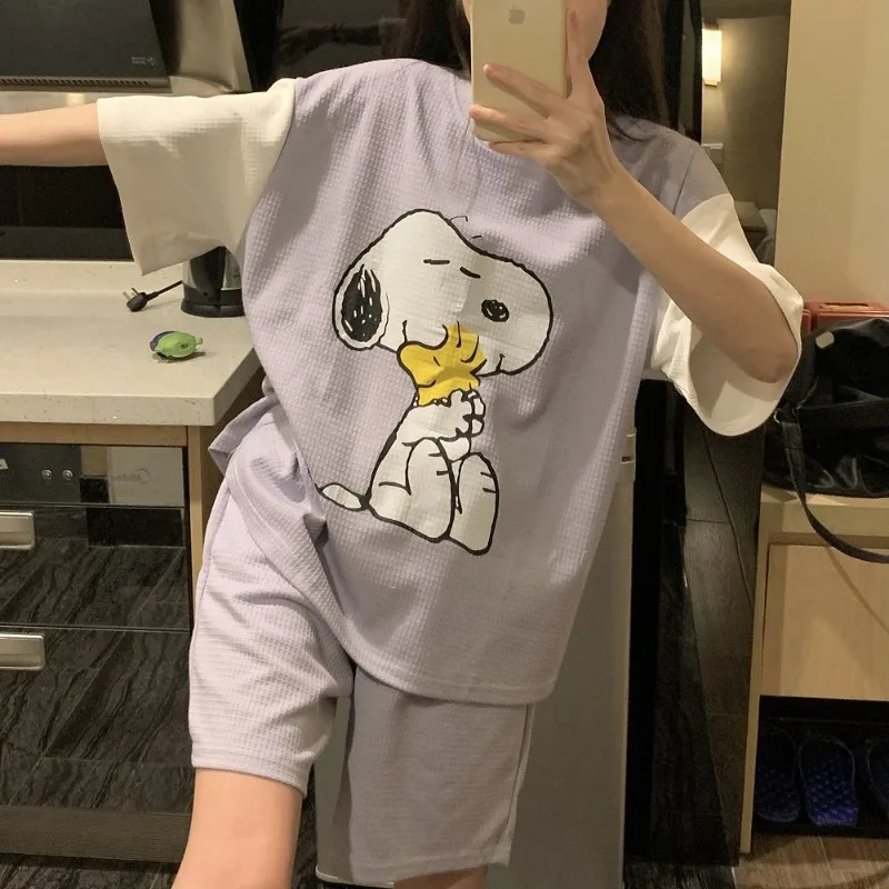 Snoopy анимационные периферийные кавайные пижамы из чистого хлопка для женщин