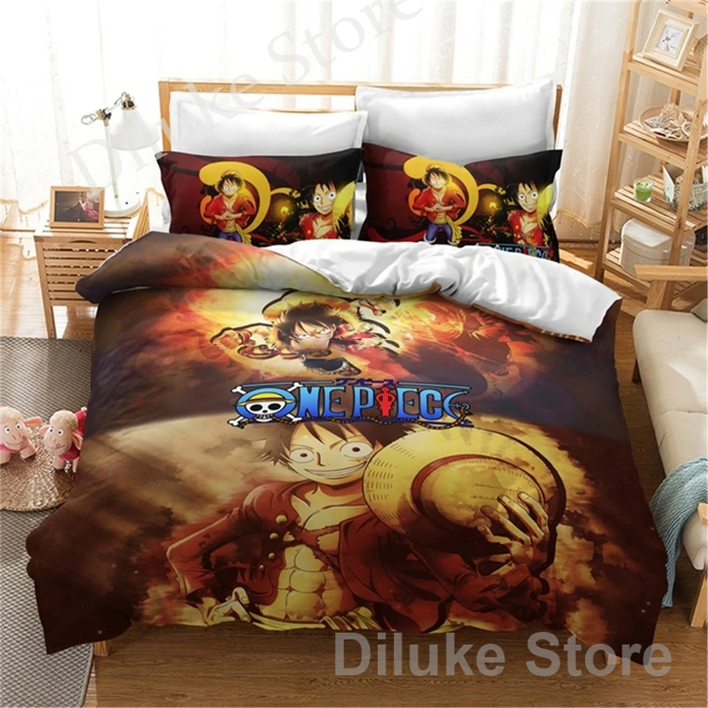 

Popular Monkey D. Luffy Printed Bedding Set Anime ONE PIECE Cartoon 3d Bed Linen Children Duvet Cover Set Pillowcase King Size