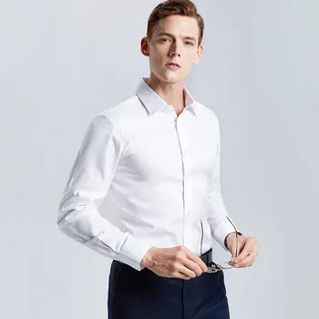 Men's White Shirt Long-sleeved Non-iron Business Professional Work Collared Clothing Casual Suit Button Tops Plus Size S-5XL 1