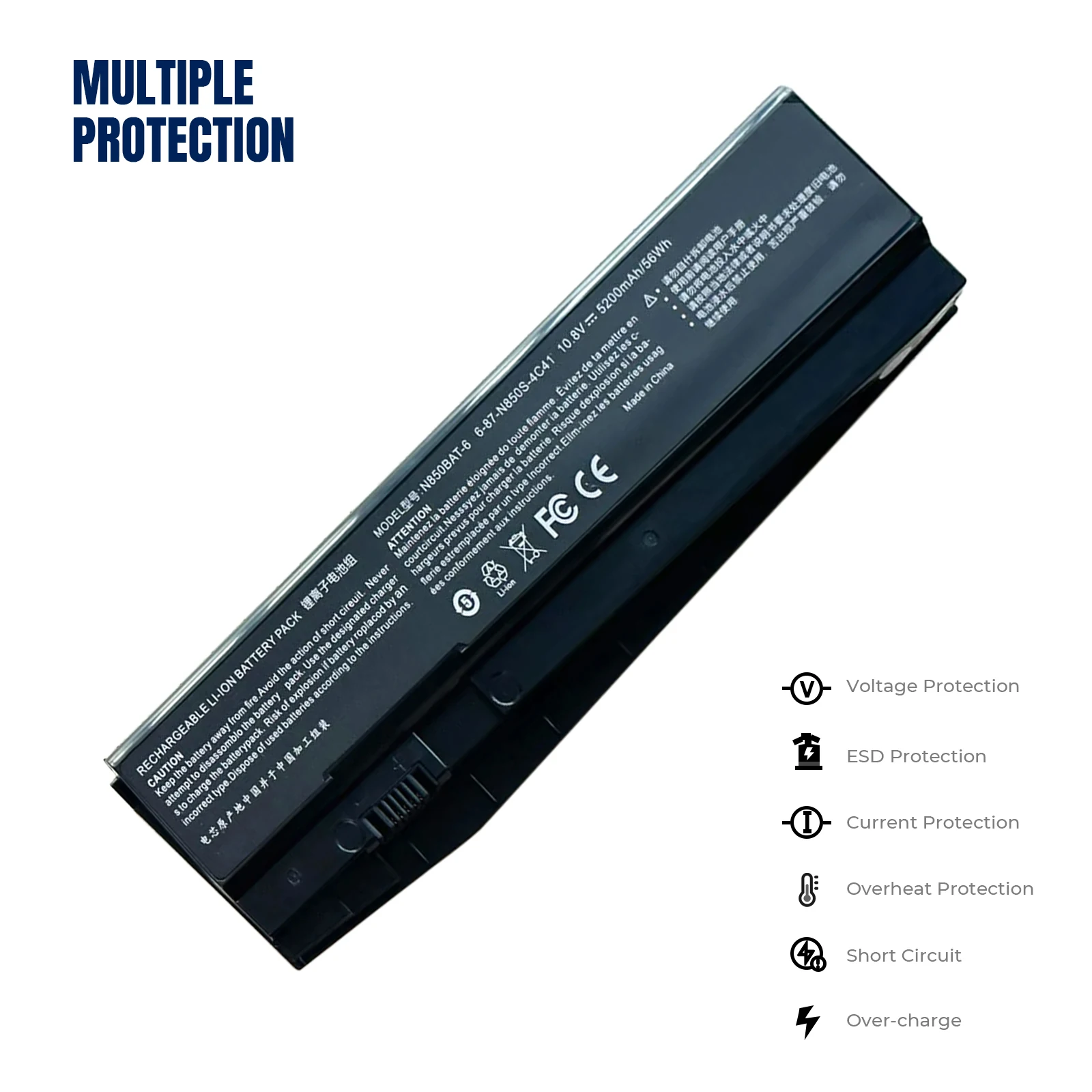 YOOFAN Batería для портативного устройства Clevo N850 N870 N855 N857 N871 N875EP6 Sager NP7850 NP7870 47Wh/62WH N850BAT-6