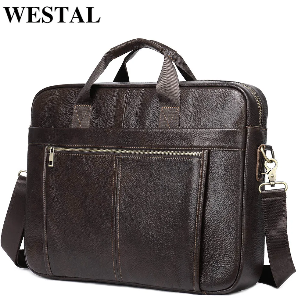

Портфель WESTAL мужской кожаный, сумка для ноутбука 17 дюймов, мессенджер, чемодан для компьютера и документов, 100%