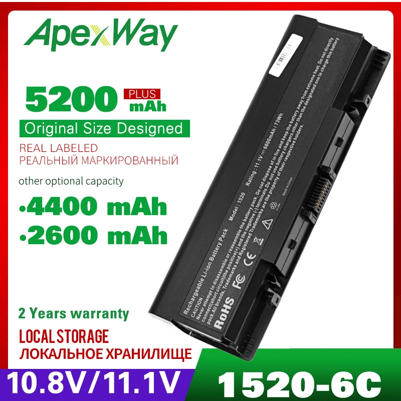 Apexway Novidades Bateria do Portátil para Dell Inspiron 1520 1521 1720 1721 Pp22l Pp22x Fk890 Fp282 Gk479 Nr239 3120576