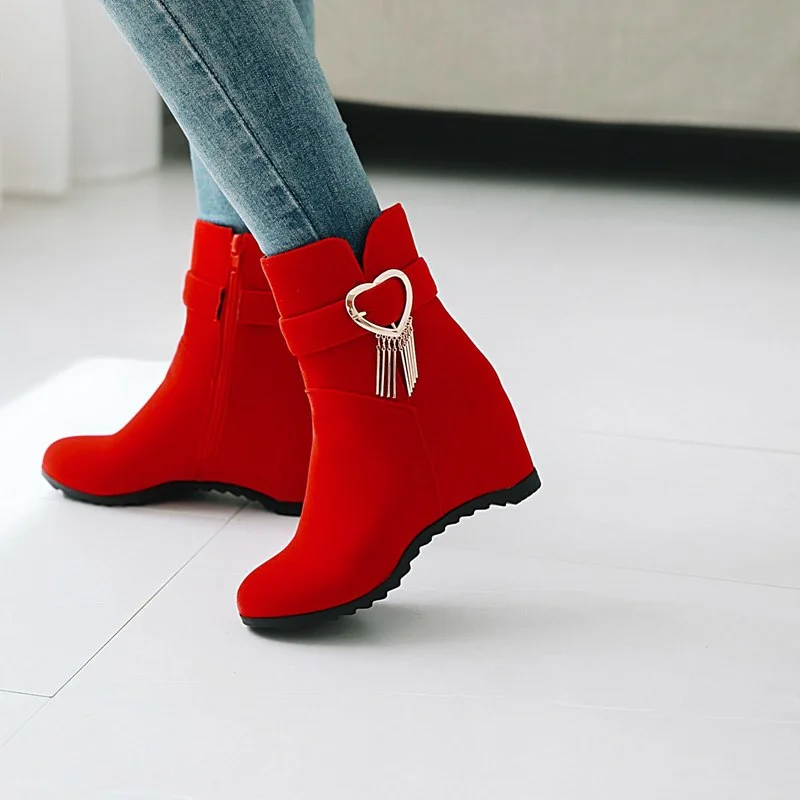 

2022 Autumn Winter New Stylish Women Ankle Boots Sexy Platform Round Toe Wedges Boots Woman Ankle Boots Plus Size 32-43