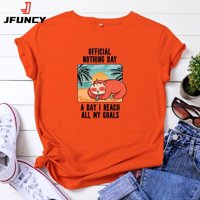 JFUNCY Oversized Women's Cotton T-shirt Fashion Graphic Tee Woman Clothing Female Short Sleeve T Shirt Women  Top