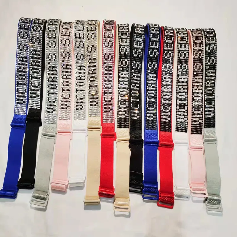 

VSLOGO Rhinestone Bra Chest Strap Ms. Chest Strap Ms. Accessories Detachable Adjustable Shoulder Strap Pink 2*40CM