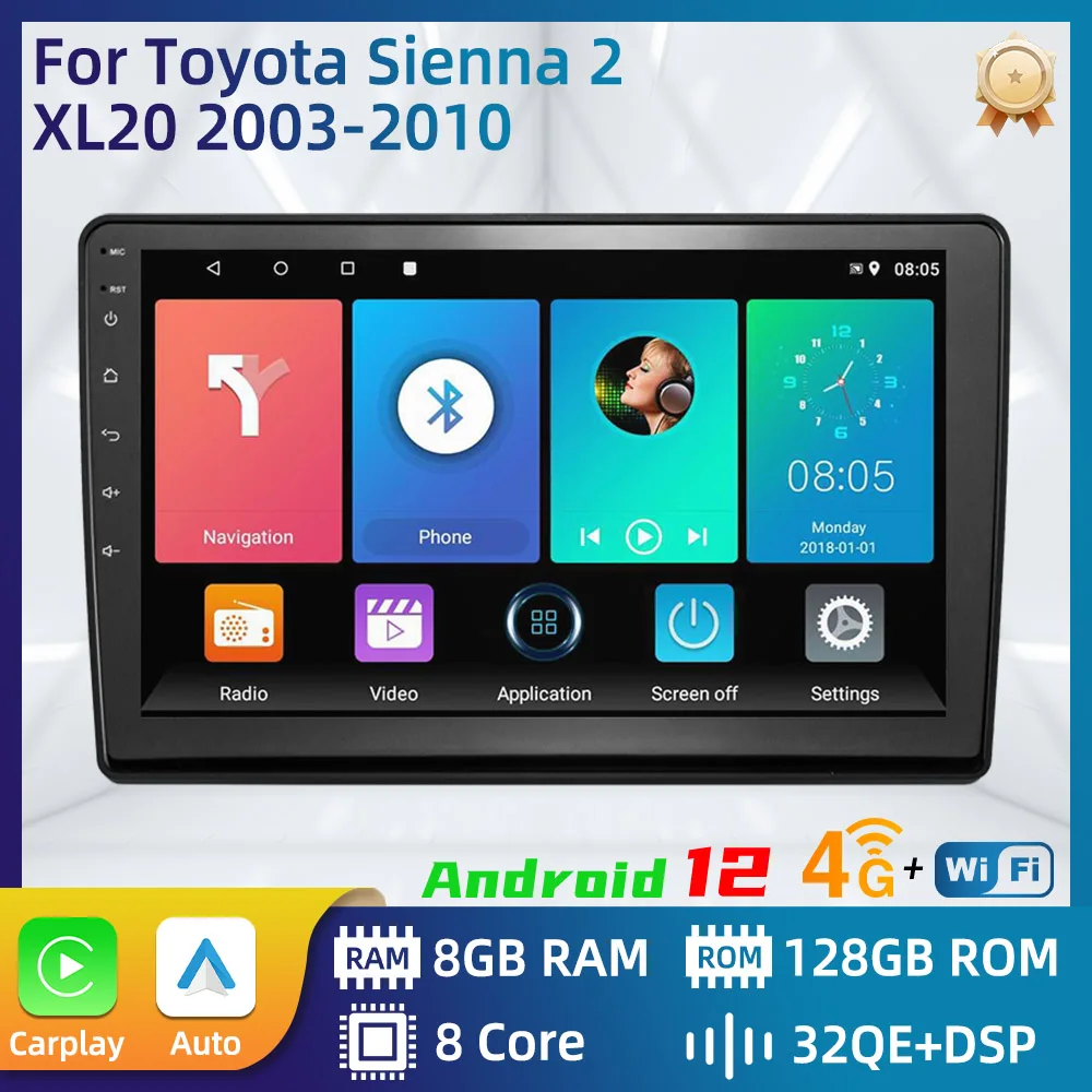 

Автомагнитола на Android для Toyota Sienna 2 XL20 2003-2010 стерео 2 Din мультимедийная навигация GPS головное устройство Carplay Авторадио