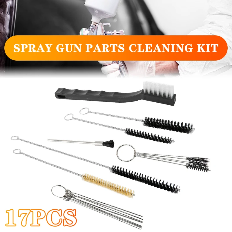 

17pcs Spray Gun Cleaning Kit Airbrush Spray Cleaning Repair Tool Kit Needle & Brush Set For Spray Guns Clean Accessories