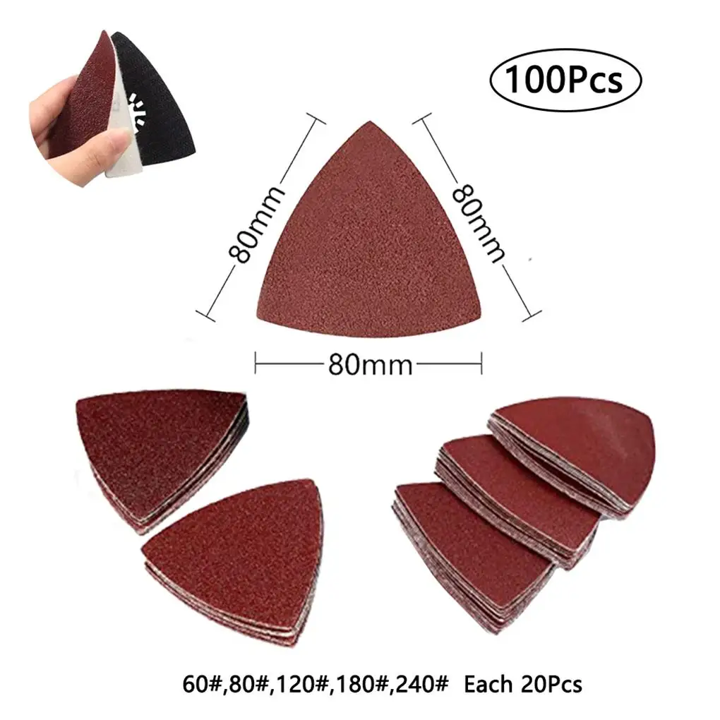 

102Pcs Sanding Paper+80mm Triangular Sanding Pad Oscillating Multi-tool