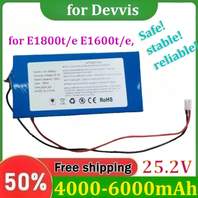 Фото для робота-газонокосилки Devvis E1800t/e E1600t/e, аккумулятор для робота-газонокосилки с встроенной системой защиты BMS, 25.2В 4000-6000мАч, литий-ионный №1
