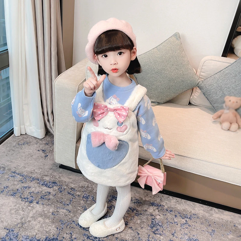 

Anime Sanrio Dress for Girls Kuromi Girl Halloween Costume Girls Partydresses Cinnamoroll Elegant Dress for Girl Autumn Sweater