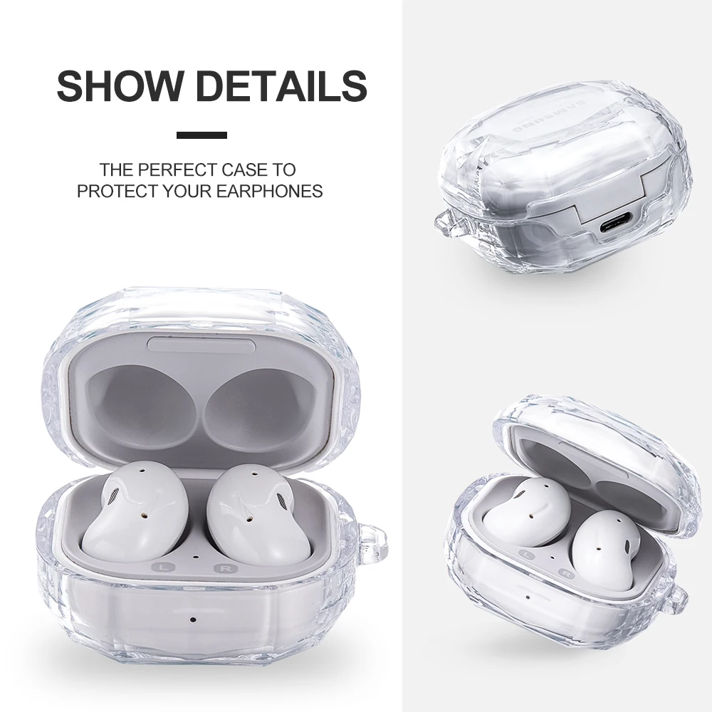 

Diamond Clear Case For Samsung Galaxy Buds Pro 2 Live Hard Cover with Keychain Cover For Buds Live Buds Pro Buds 2 Box Casing