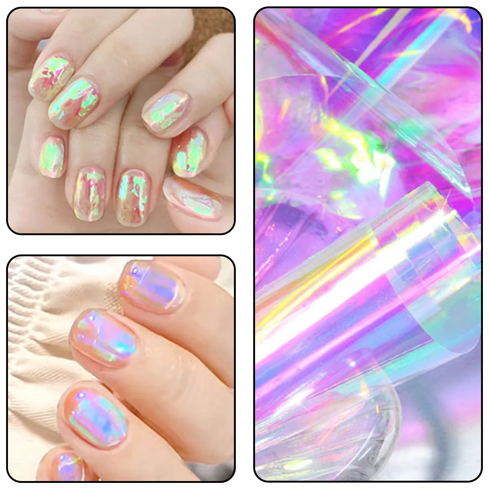 

Наклейки для ногтей Aurora Broken Glass, 5 цветов, зеркальная фотобумага