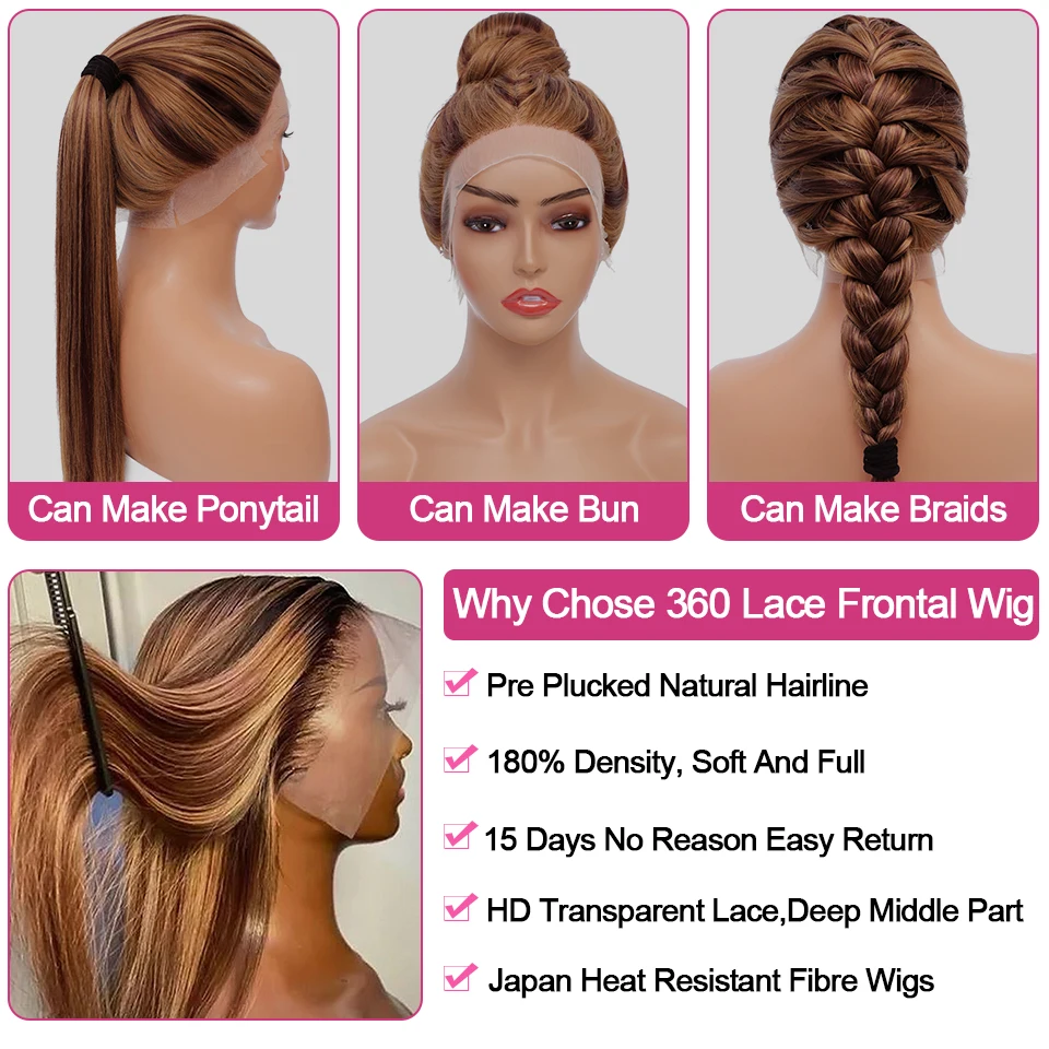 Синтетический парик с эффектом омбре для чернокожих женщин прямой 18-28 дюймов