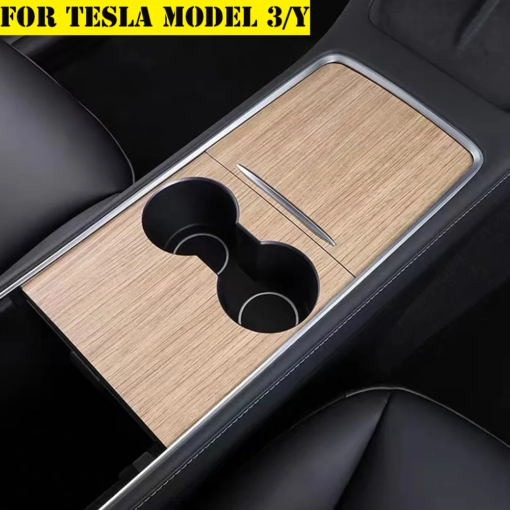 

For Tesla Model 3 Y 2021 2022 Center Console Panel Sticker Wood Grain Film Carbon Central Control Cover