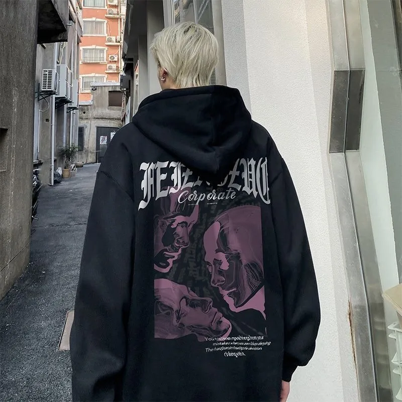 

Толстовка унисекс с забавным рисунком, Свитшот в стиле панк и готика, уличная одежда в стиле хип-хоп, пуловер оверсайз, Повседневная Свободная Милая одежда