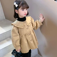 2022 spring new fashion girls windbreaker coat fashion kids clothing baby mid length kids children top trend luxury simple style