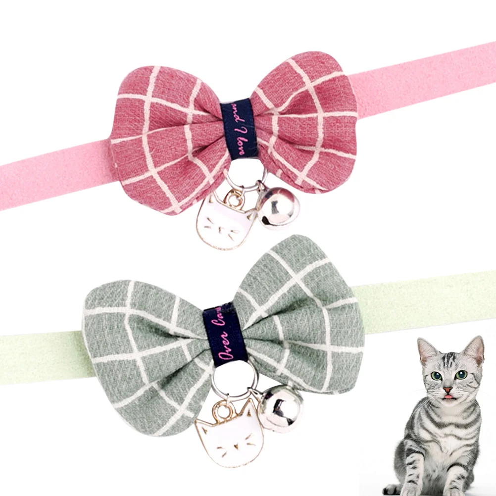 

Pet Collar Cat Ornament Bell Plaid Bowcomfy Breakaway Doggie Decorative Bib Bandana Tie Neckchain Puppies Tiny Small Bowknot