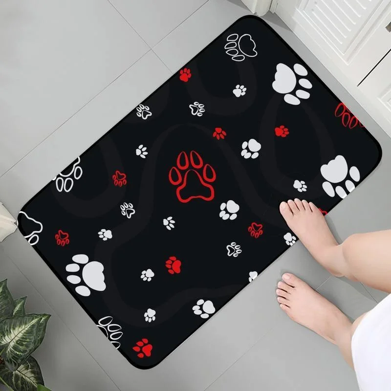 

Hallway Living Room Rug Bathroom Carpet Flannel Mats Soft Art Children Crawling Cute Cats Paw Lounge Rug Bath Mats Area Rugs